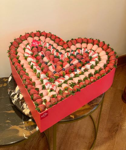 Heart-shaped composition `Sweet Elak` with chocolate covered strawberries